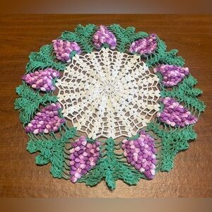 Handcrafted Crochet Doily with Grapes